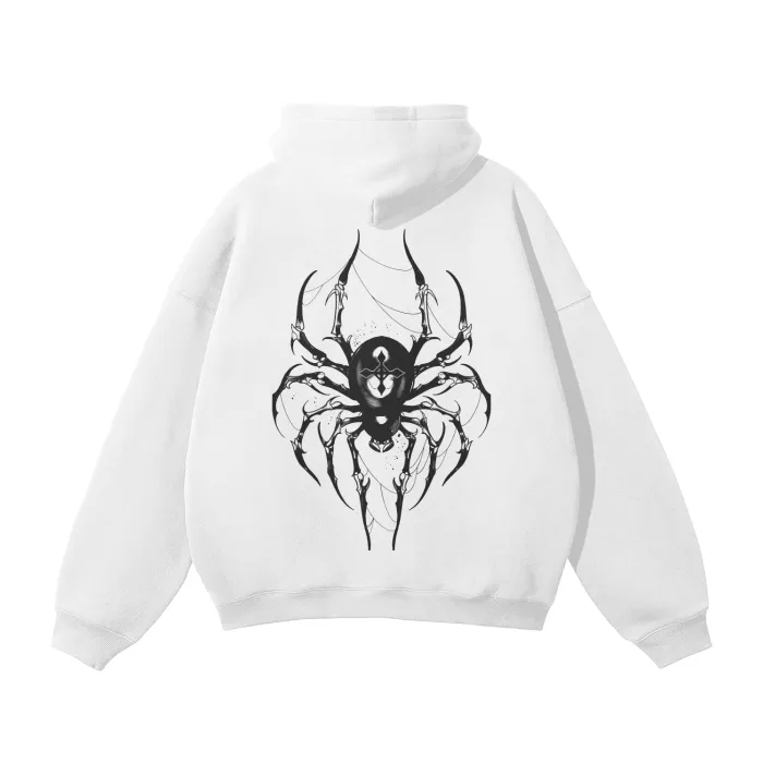 Moletom Oversized com Capuz — Carisma Sombrio: Aranha · Branco