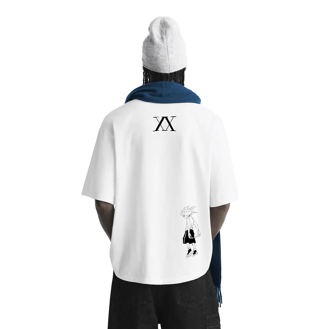 Camiseta Oversized — Assassino Silencioso · Branca · de Malha Encorpada