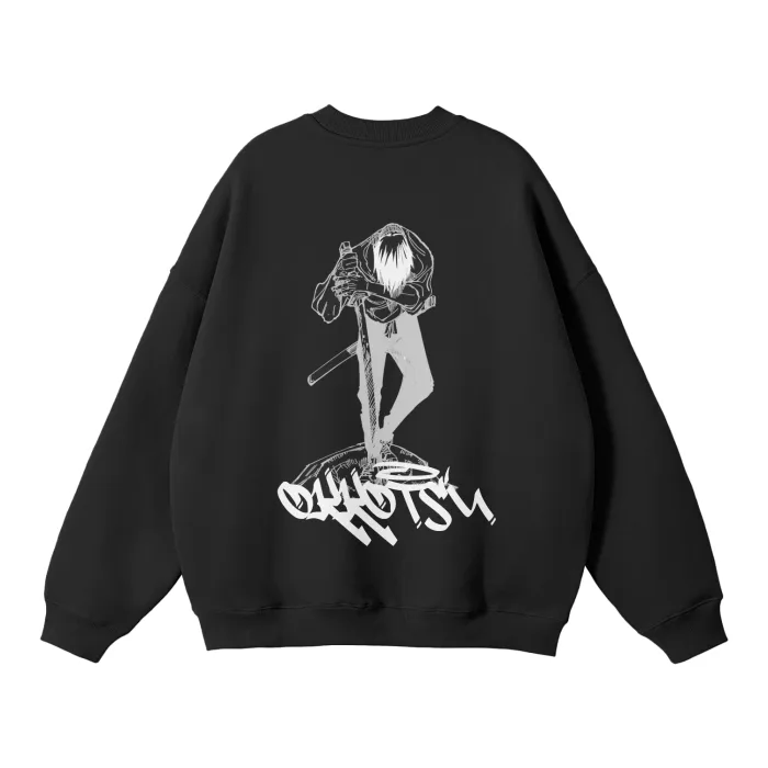 Moletom Oversized sem Capuz — Companheiro Amaldiçoado · Grafite · Preto — imagem 1