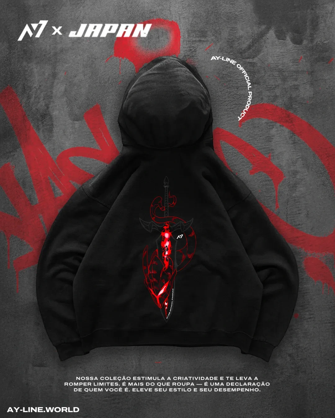 Moletom Oversized com Capuz — Lâmina Demoníaca — imagem 1