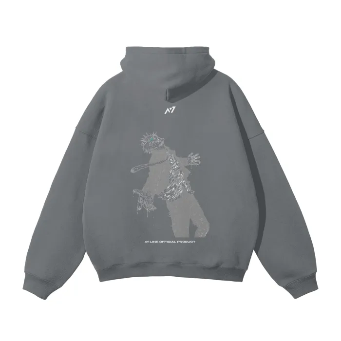 Moletom Oversized com Capuz — Ressurreição Reversa · Preto e Cinza — imagem 3
