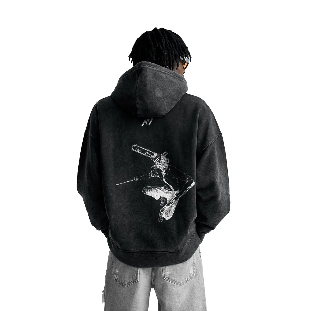 Moletom Oversized com Capuz — Combustível para a Luta · Preto · Estonado
