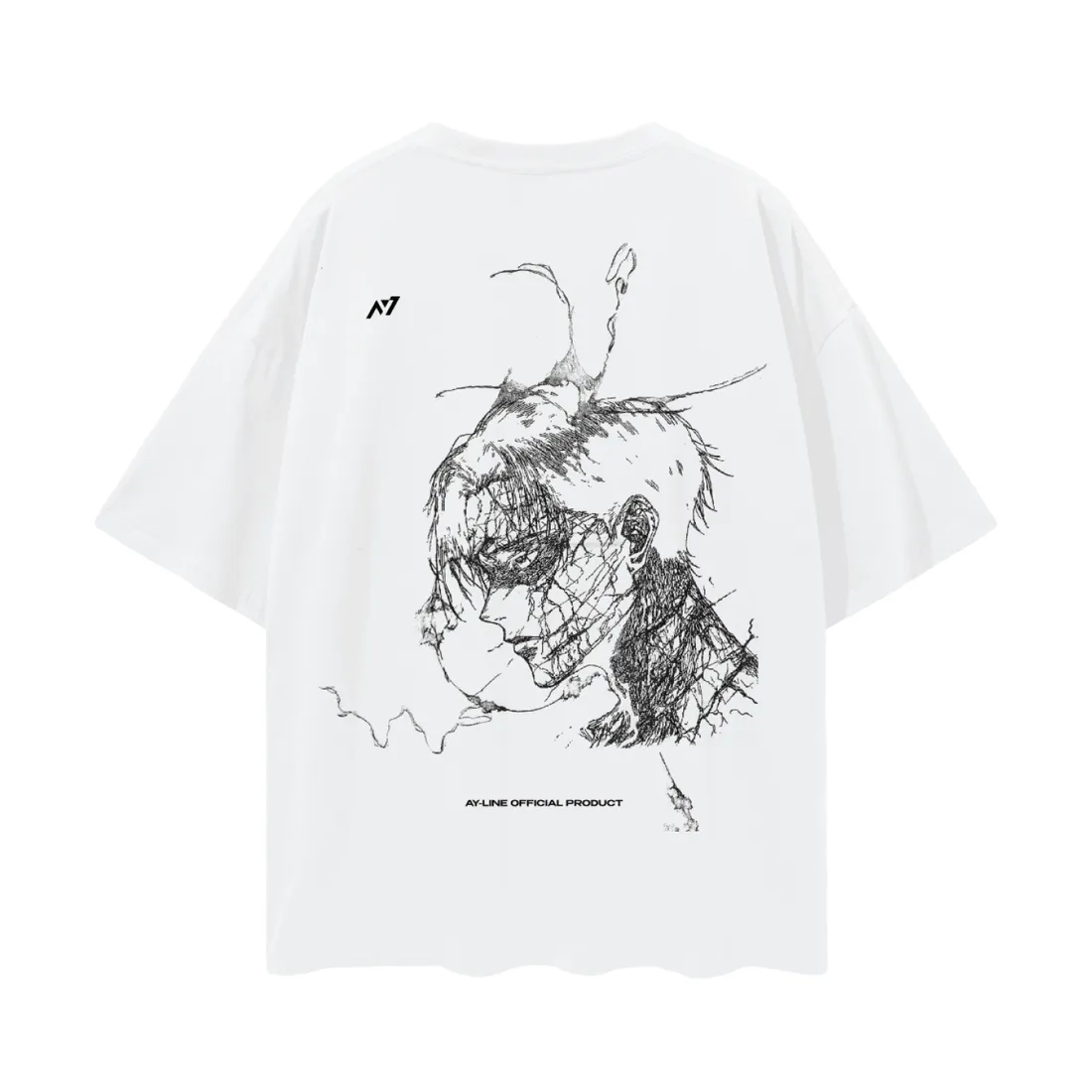 Camiseta Oversized — Forma Quebrada · Cinza e Branca