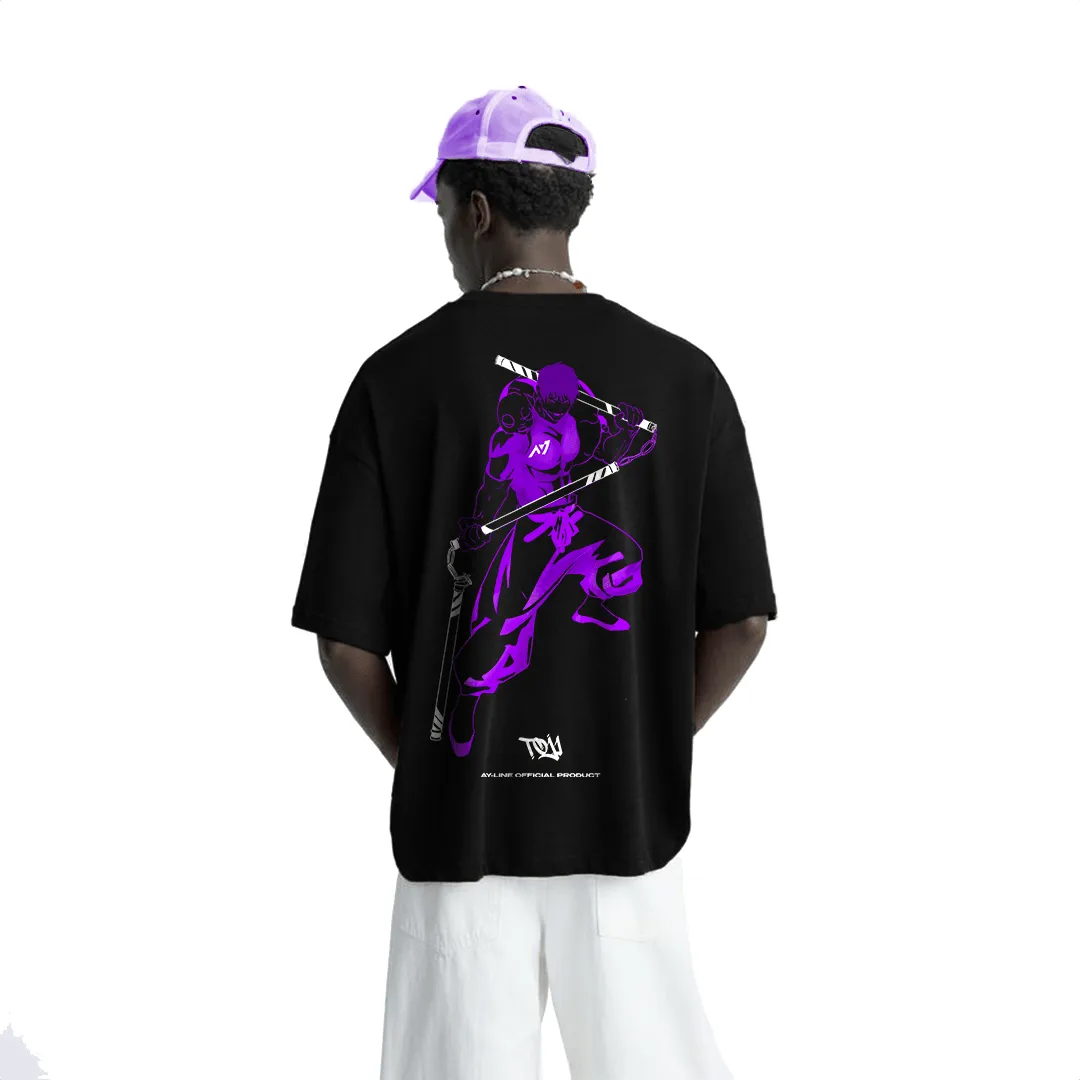 Camiseta Oversized — Assassino de Feiticeiros · Neon · Preta