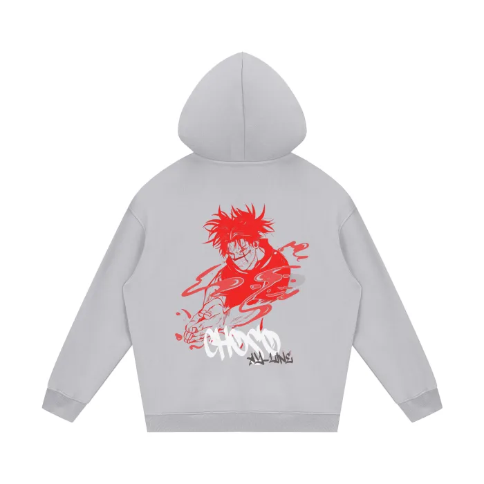 Moletom Oversized com Capuz — Fluxo Carmesim · Grafite · Cinza