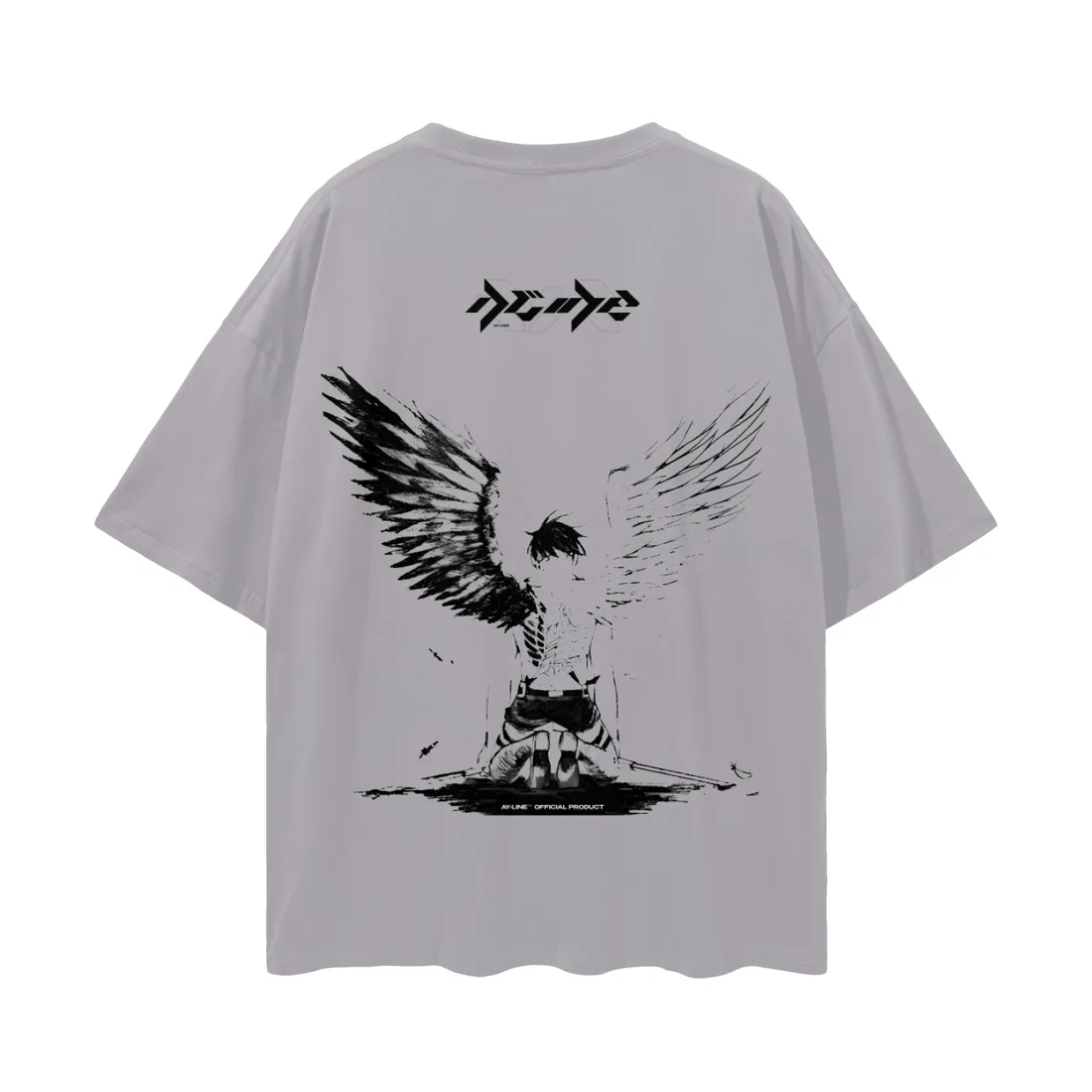 Camiseta Oversized — Asas da Destruição · Branca e Cinza — imagem 4