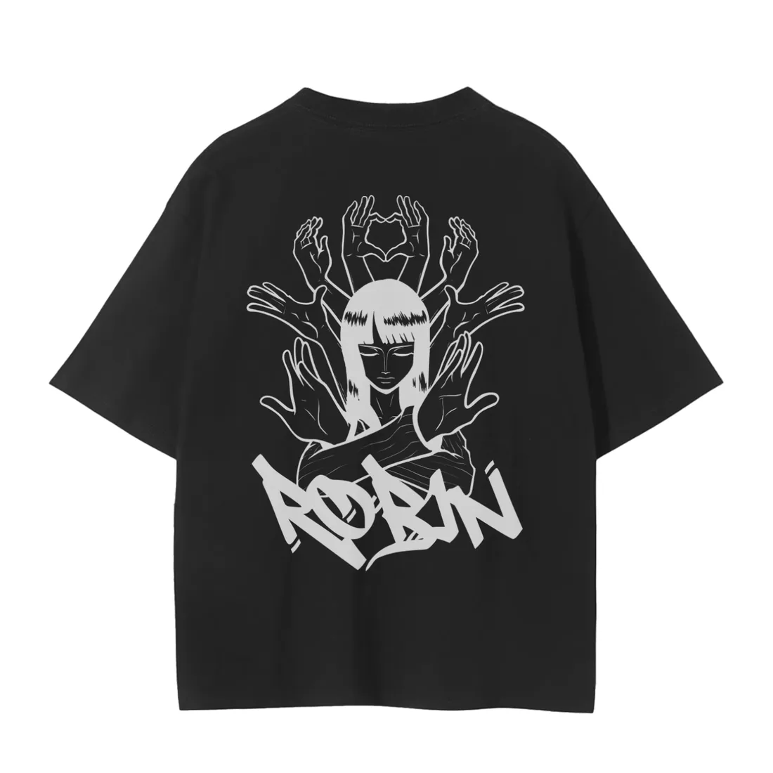 Camiseta Oversized — Mãos do Destino · Preta — imagem 1