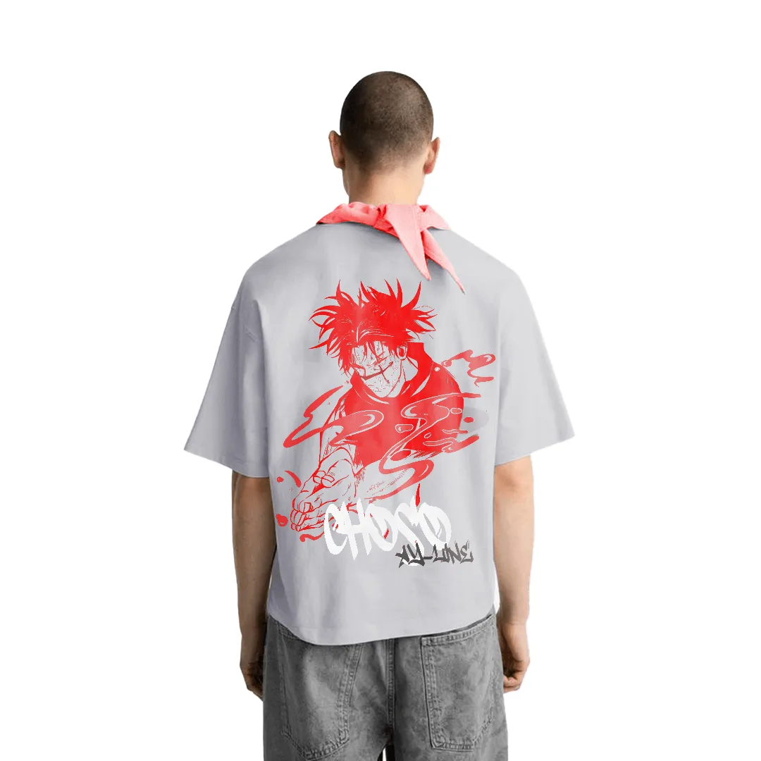 Camiseta Oversized — Fluxo Carmesim · Grafite · Cinza