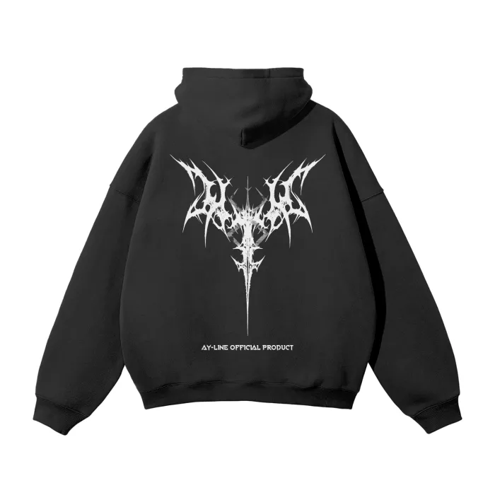Moletom Oversized com Capuz — Marca do Sacrifício 2.0 · Preto