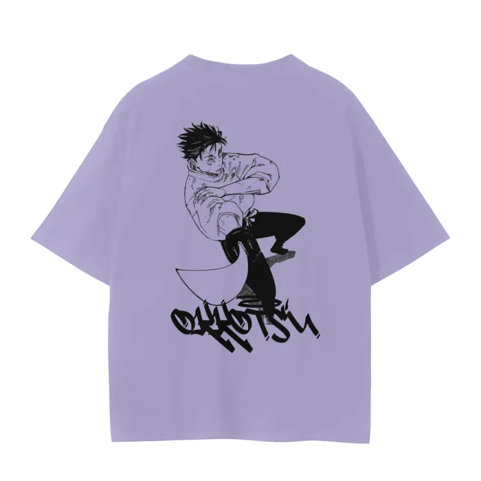 Camiseta Oversized — Companheiro Amaldiçoado · Grafite · Roxa