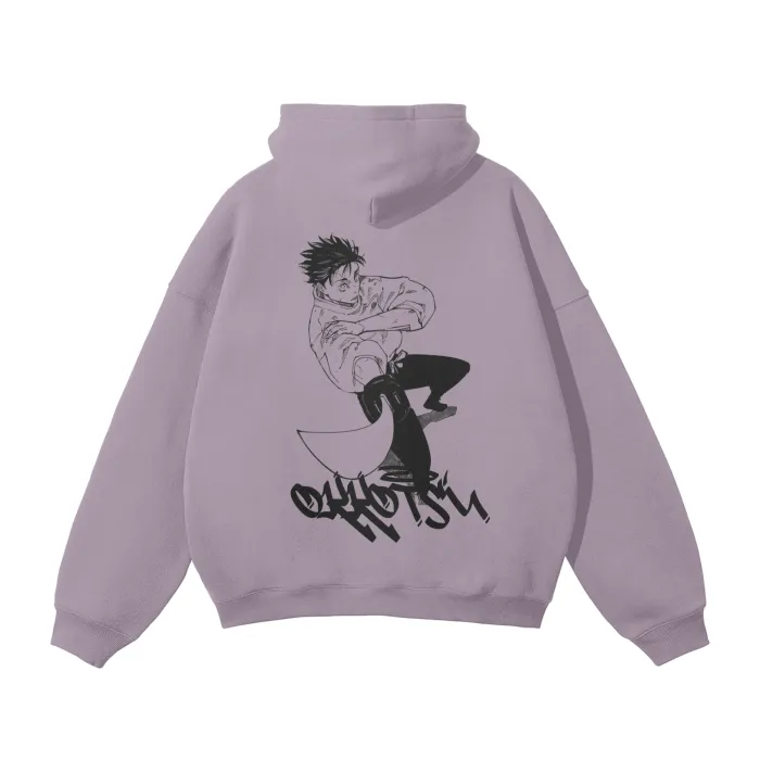 Moletom Oversized com Capuz — Companheiro Amaldiçoado · Grafite · Roxo — imagem 1