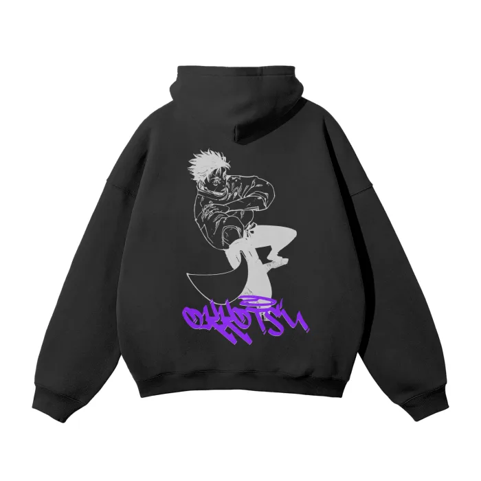 Moletom Oversized com Capuz — Companheiro Amaldiçoado · Grafite · Preto — imagem 1
