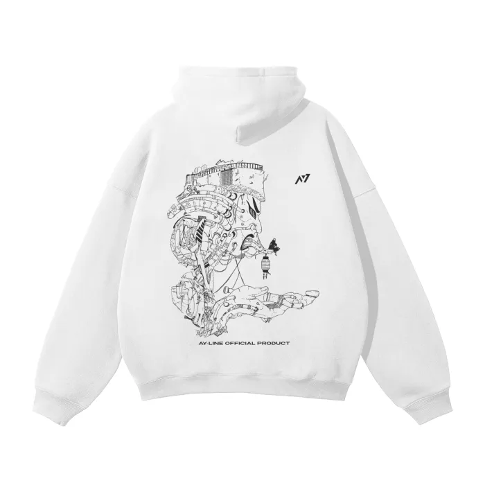 Moletom Oversized com Capuz — Ciclo do Desespero · Branco — imagem 1