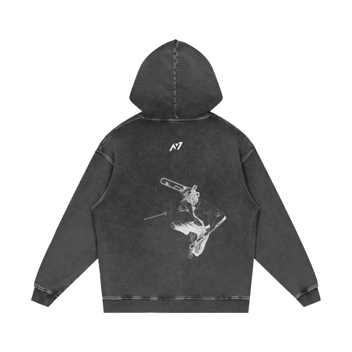 Moletom Oversized com Capuz — Combustível para a Luta · Preto · Estonado — imagem 3