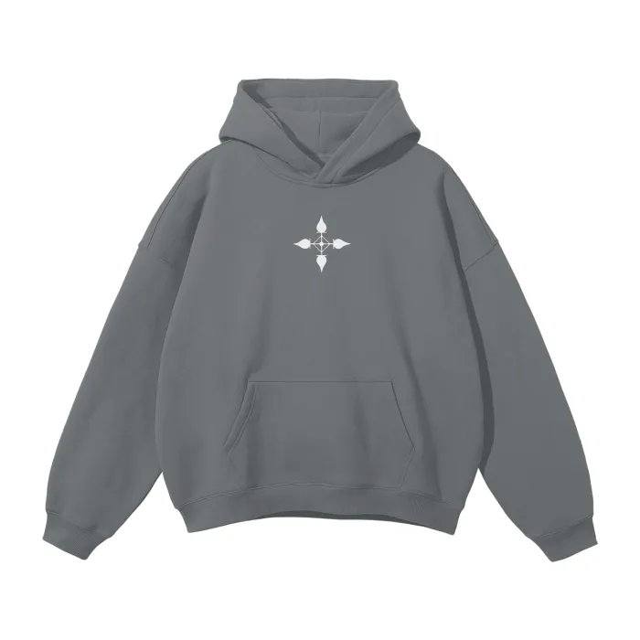 Moletom Oversized com Capuz — Carisma Sombrio: Peixe · Cinza — imagem 2