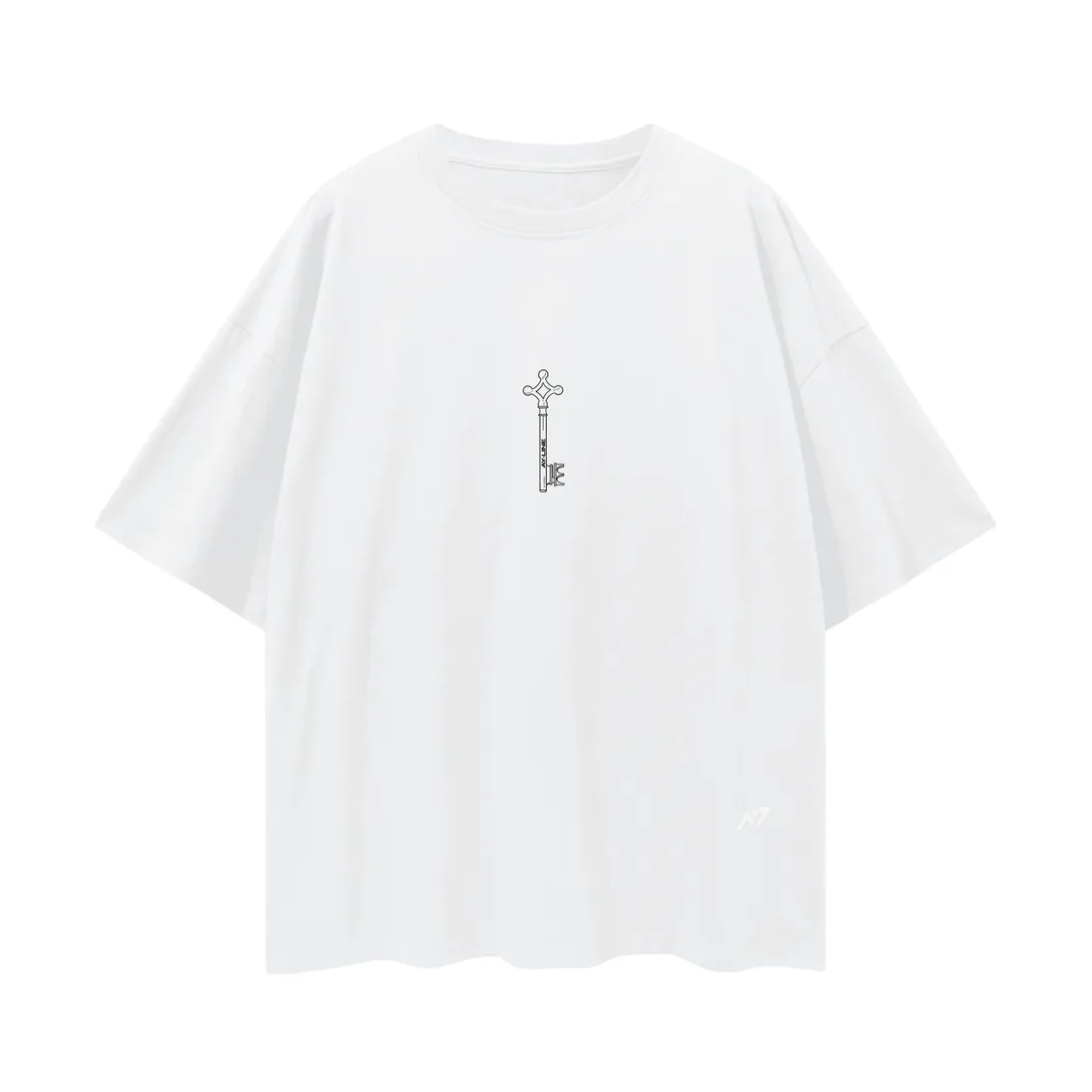 Camiseta Oversized — Forma Quebrada · Cinza e Branca — imagem 2
