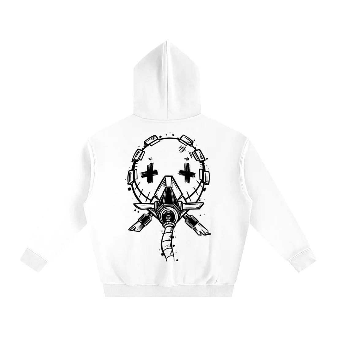 Moletom Oversized com Capuz — Renegado Mascarado · Branco e Cinza — imagem 1