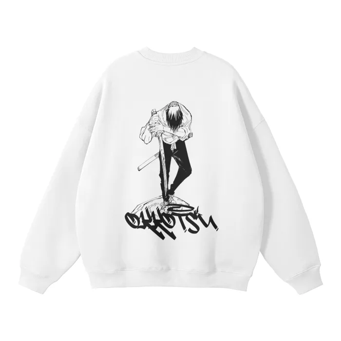 Moletom Oversized sem Capuz — Companheiro Amaldiçoado · Grafite · Branco — imagem 1