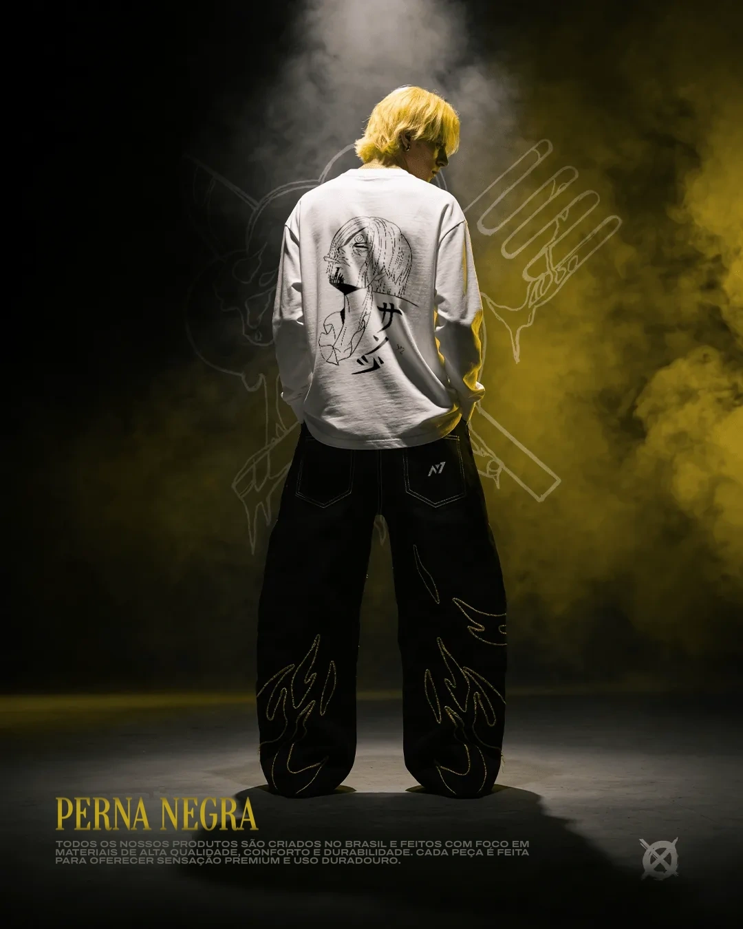Camiseta de Manga Longa — Perna Negra — imagem 4