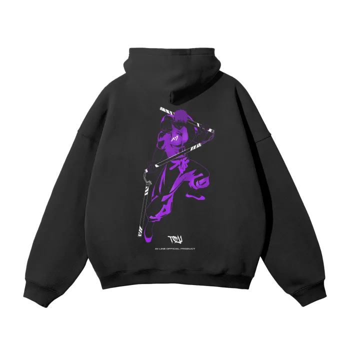Moletom Oversized com Capuz — Assassino de Feiticeiros · Neon · Preto — imagem 1