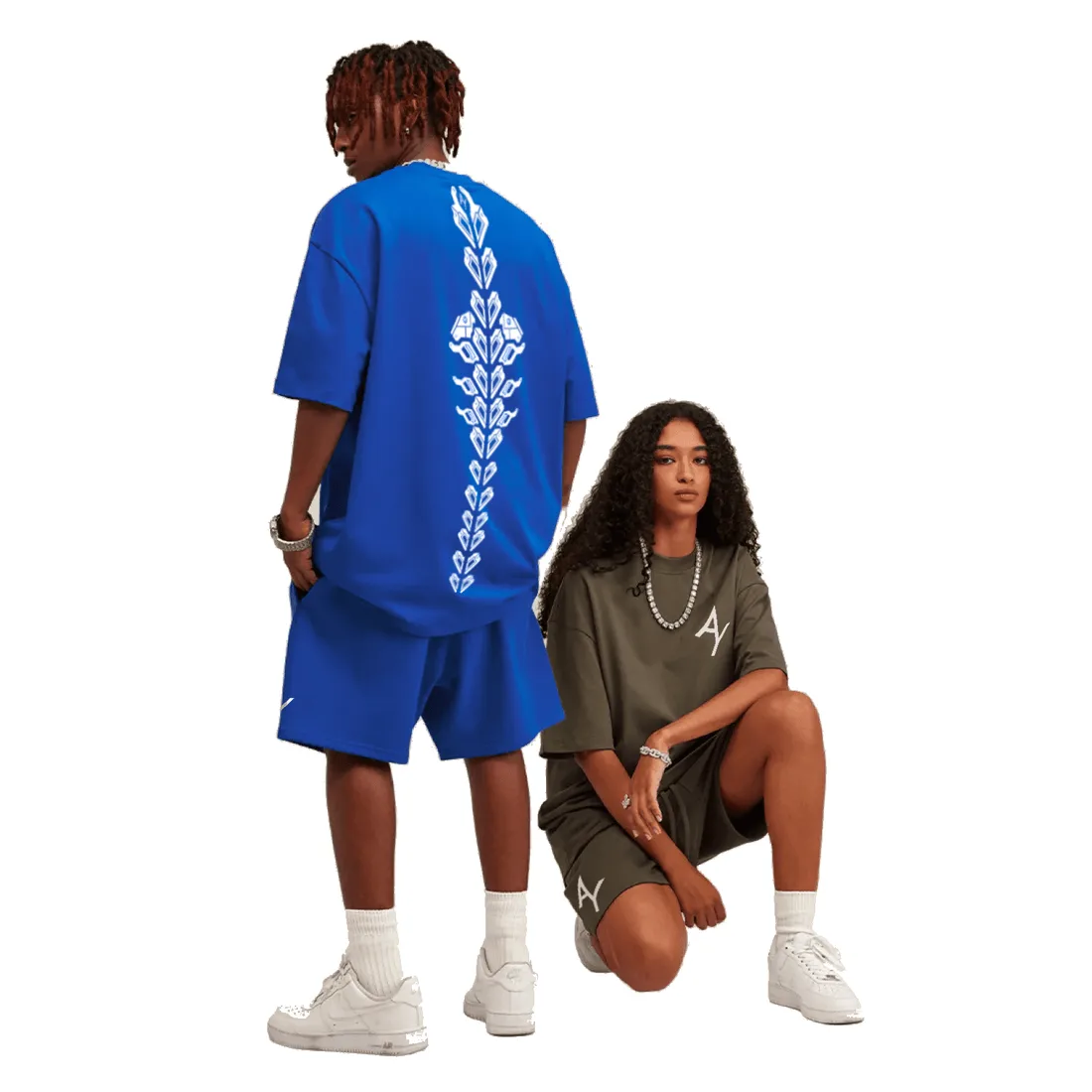 Camiseta Oversized — Disparada Neon · Azul · de Malha Encorpada