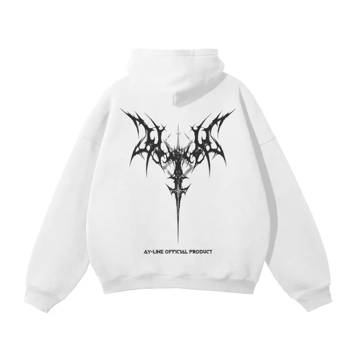 Moletom Oversized com Capuz — Marca do Sacrifício 2.0 · Branco
