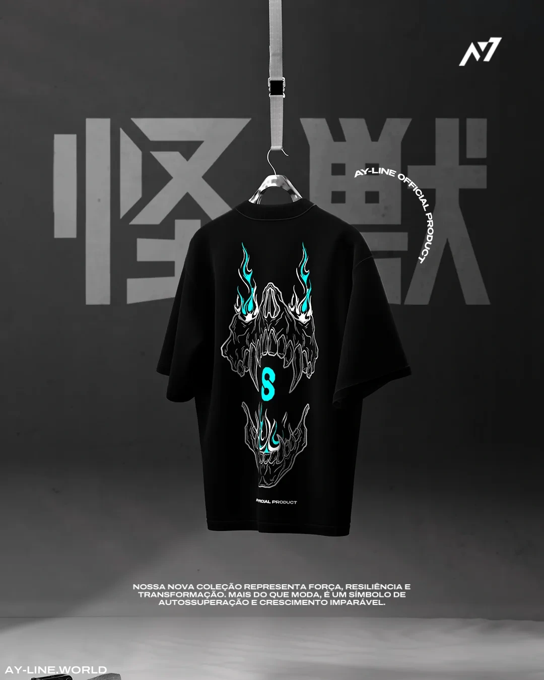 Camiseta Oversized — Revolta dos Monstros · Branca e Preta — imagem 4