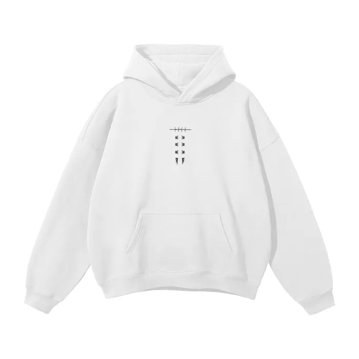 Moletom Oversized com Capuz — Ciclo do Desespero · Branco — imagem 3
