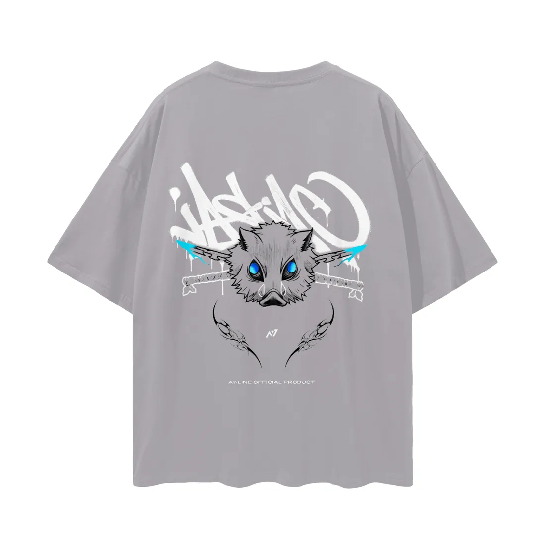 Camiseta Oversized — Fúria Selvagem · Cinza