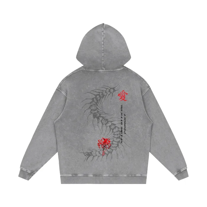 Moletom Oversized com Capuz — Centopeia · Cinza · Estonado