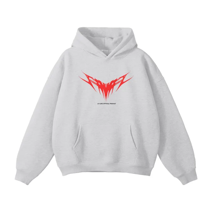 Moletom Oversized com Capuz — Demônio de Sangue · Cinza — imagem 2