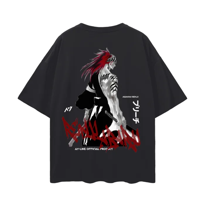 Camiseta Oversized — Renji Abarai · Preta