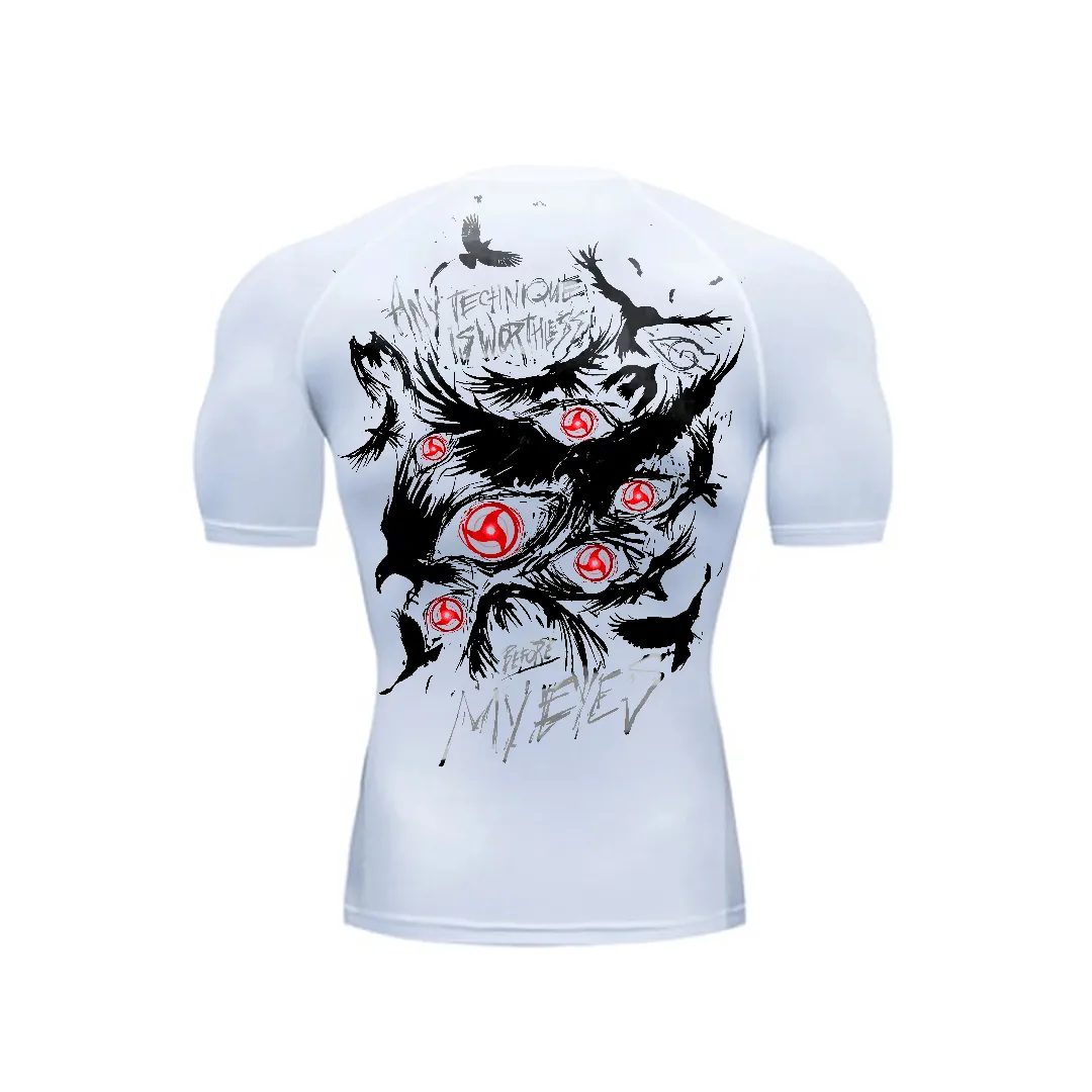 Camiseta de Compressão — Corvo Sombrio 2.0 · Branca
