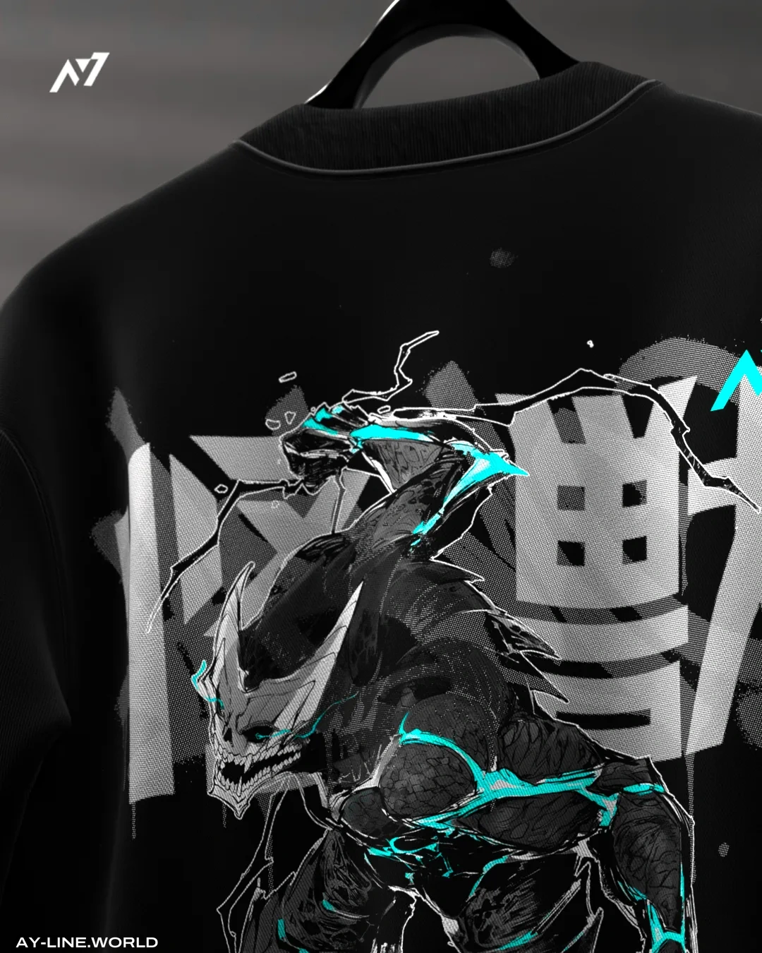 Camiseta Oversized — Avanço Kaiju · Preta — imagem 4