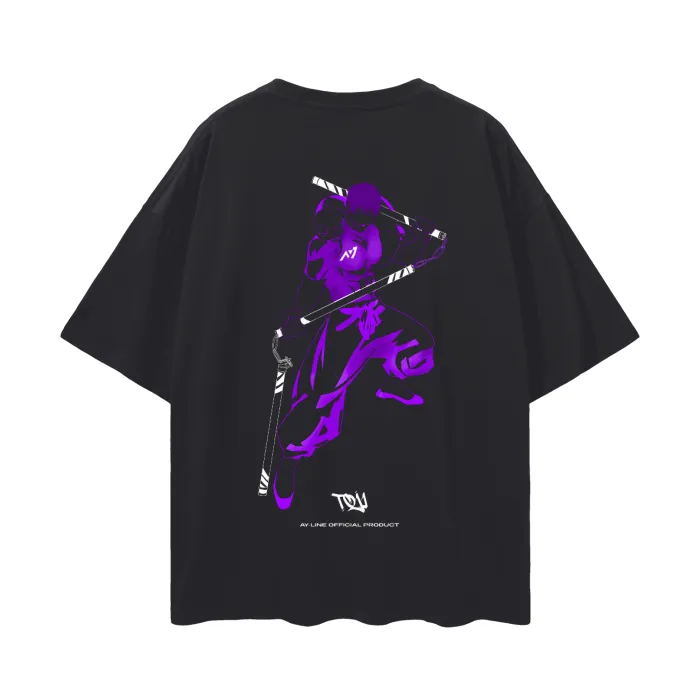 Camiseta Oversized — Assassino de Feiticeiros · Neon · Preta — imagem 3