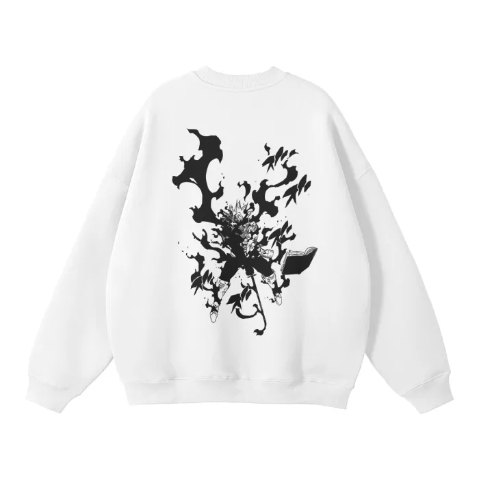 Moletom Oversized sem Capuz — Ascensão do Grimório · Grafite · Branco