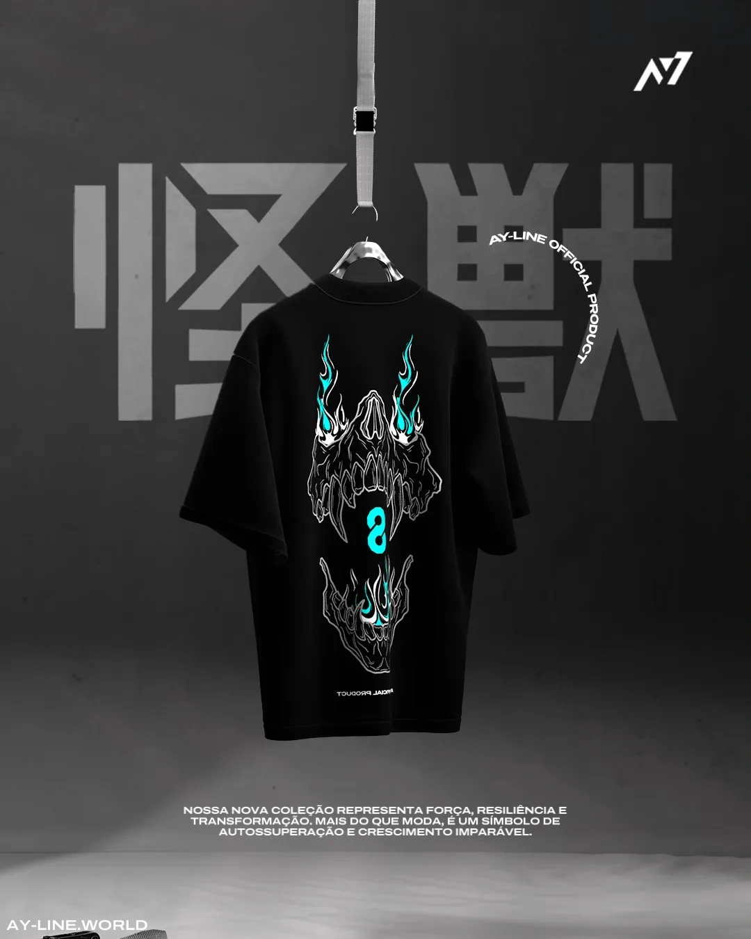 Camiseta Oversized — Revolta dos Monstros · Branca e Preta — imagem 1
