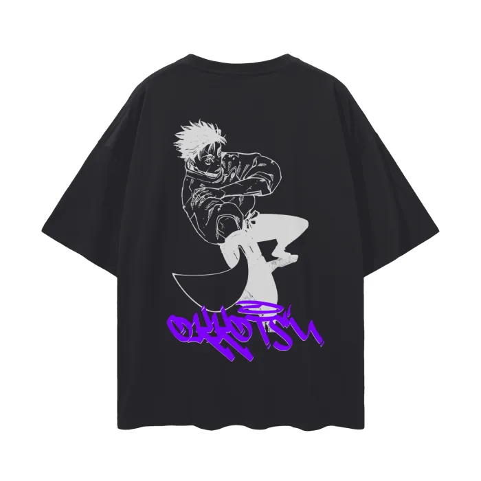 Camiseta Oversized — Companheiro Amaldiçoado · Grafite · Preta — imagem 1