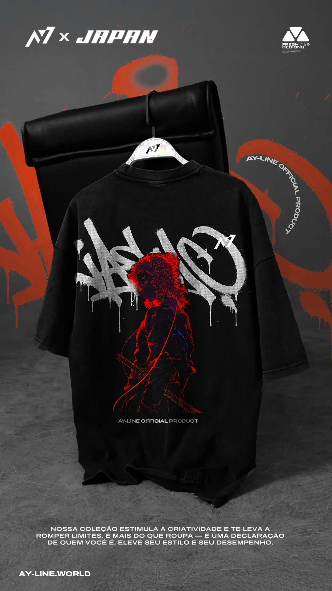 Camiseta Oversized — Hashira das Chamas — imagem 1