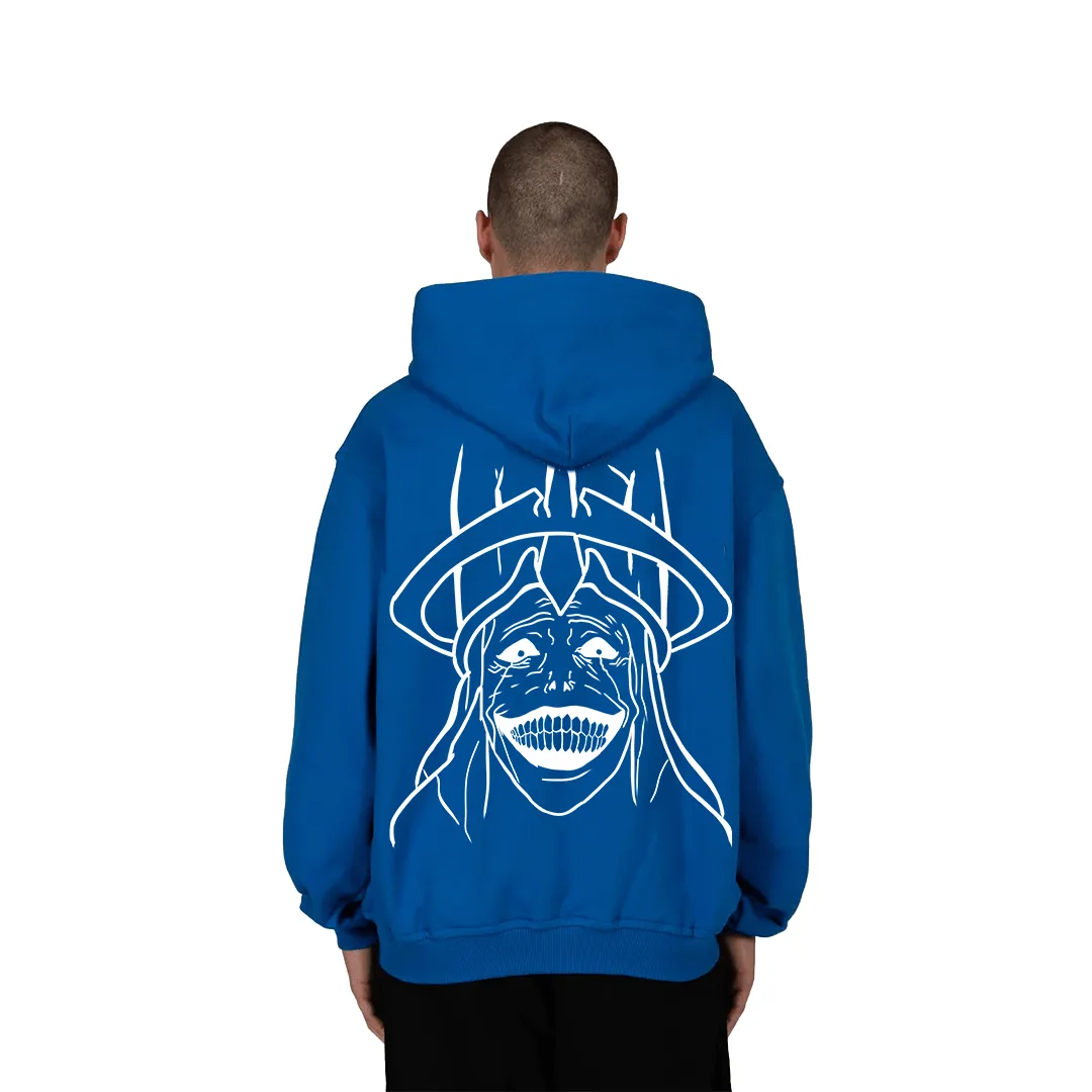 Moletom Oversized com Capuz — Estátua Divina · Azul