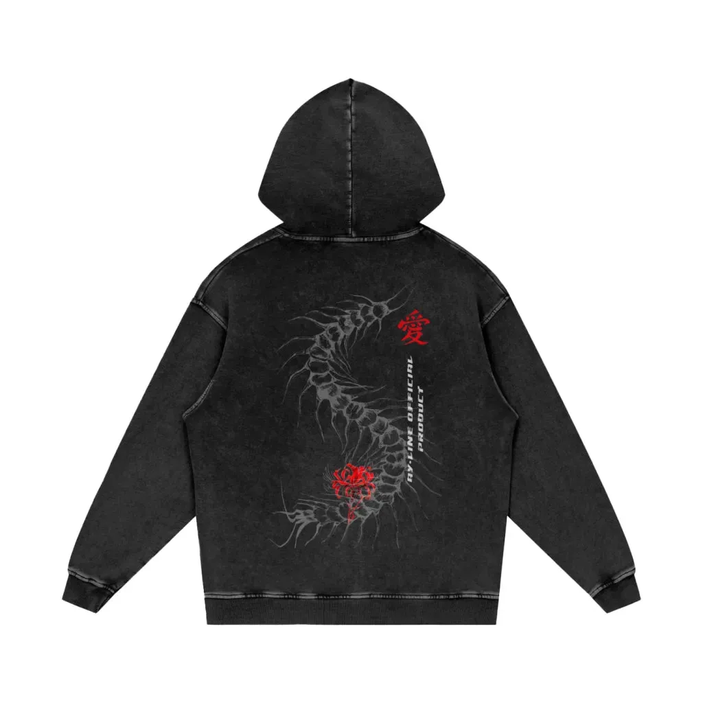 Moletom Oversized com Capuz — Centopeia · Preto · Estonado