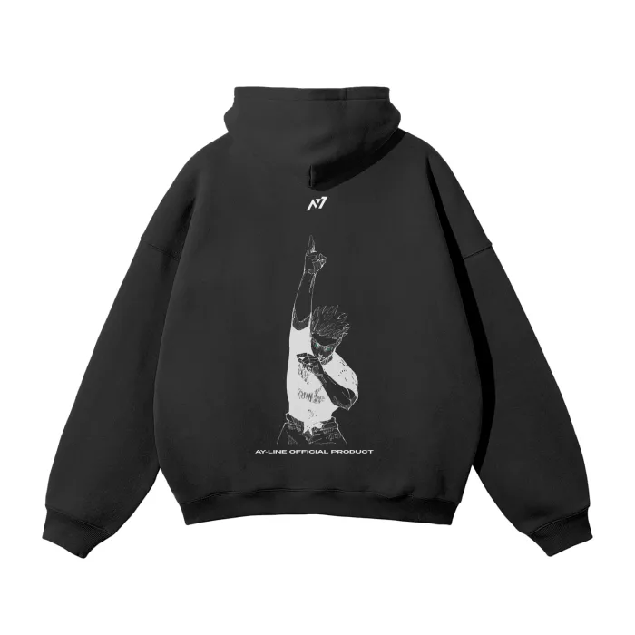 Moletom Oversized com Capuz — Vazio Roxo · Preto — imagem 1