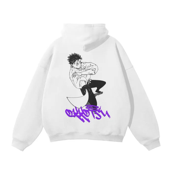 Moletom Oversized com Capuz — Companheiro Amaldiçoado · Grafite · Branco — imagem 1