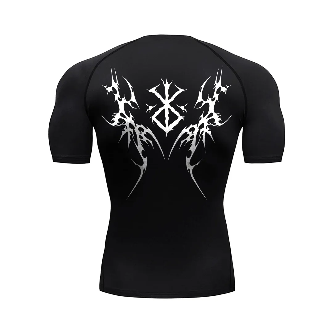 Camiseta de Compressão — Marca do Sacrifício · Preta
