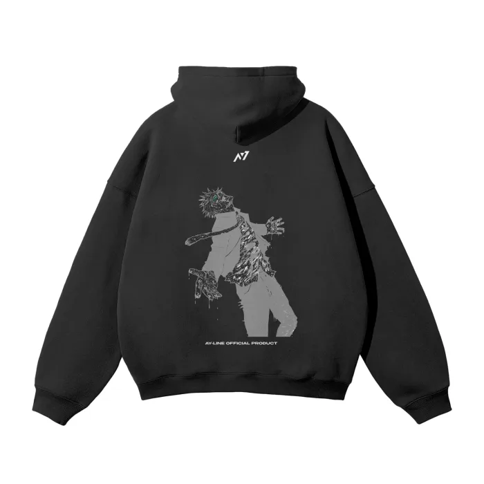 Moletom Oversized com Capuz — Ressurreição Reversa · Preto e Cinza — imagem 1