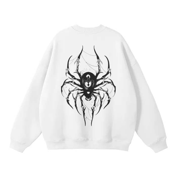 Moletom Oversized sem Capuz — Carisma Sombrio: Aranha · Branco