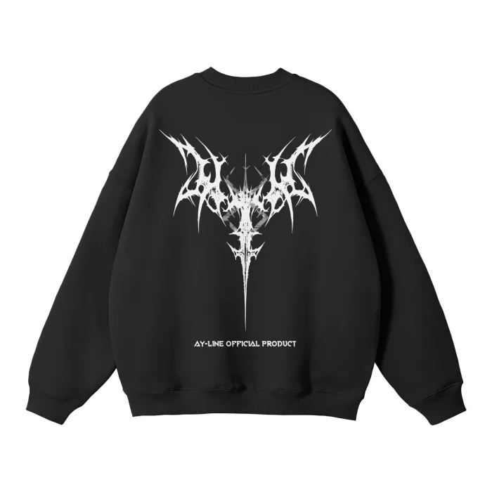 Moletom Oversized sem Capuz — Marca do Sacrifício 2.0 · Preto