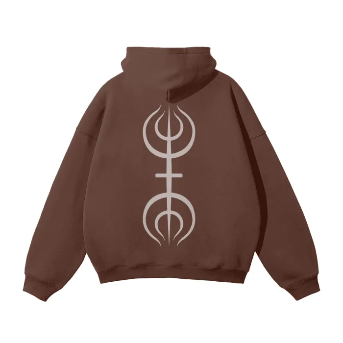 Moletom Oversized com Capuz — Coração da Natureza · Marrom