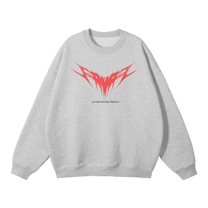 Moletom Oversized sem Capuz — Demônio de Sangue · Cinza — imagem 2