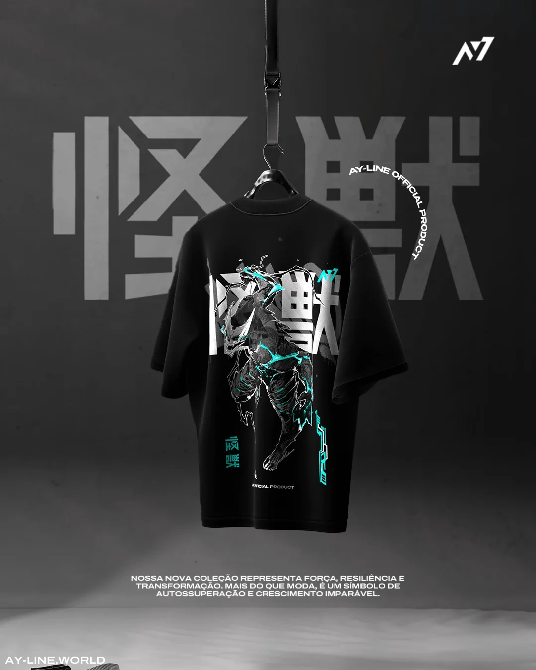 Camiseta Oversized — Avanço Kaiju · Preta — imagem 6